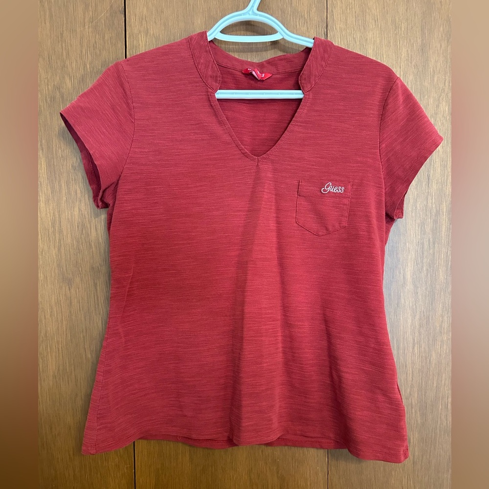Guess Women's Short Sleeve Red Tee